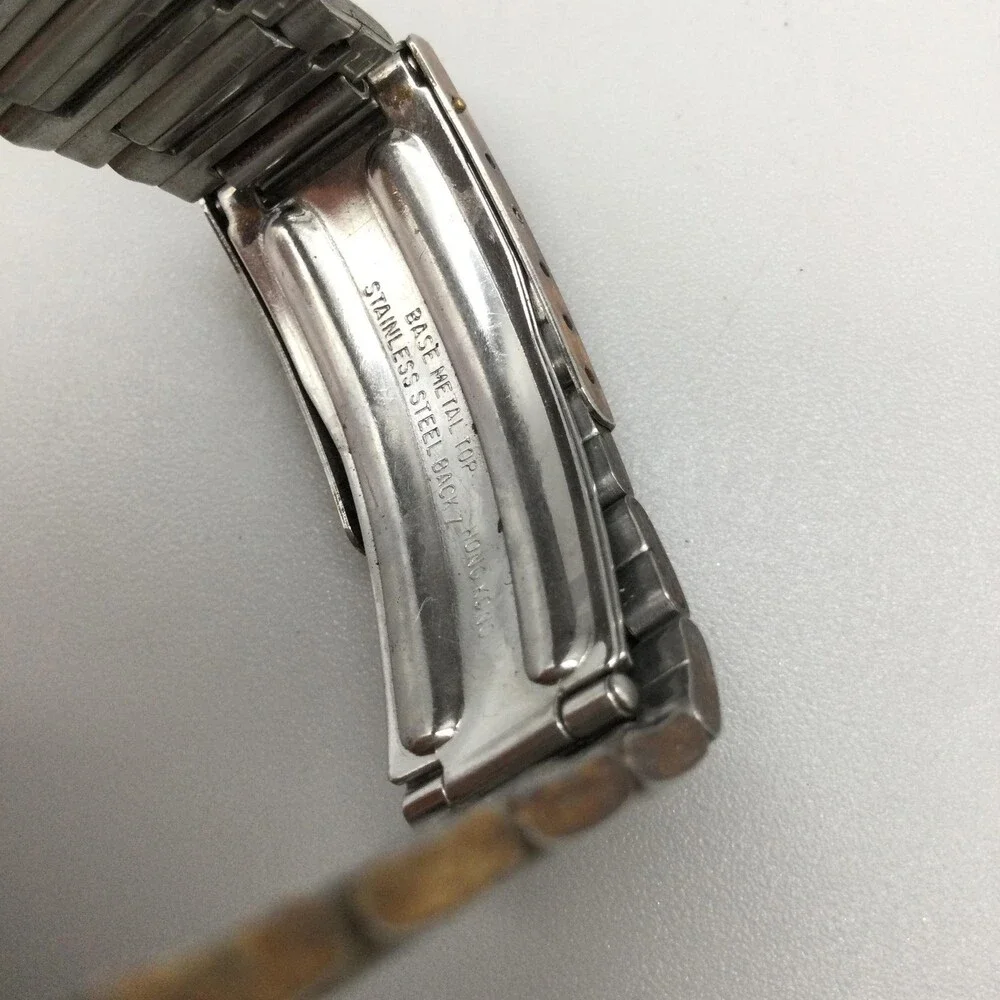 Vintage Seiko 6309-7159 Men Watch 35mm Champagne Dial Automatic Day Date Stretch